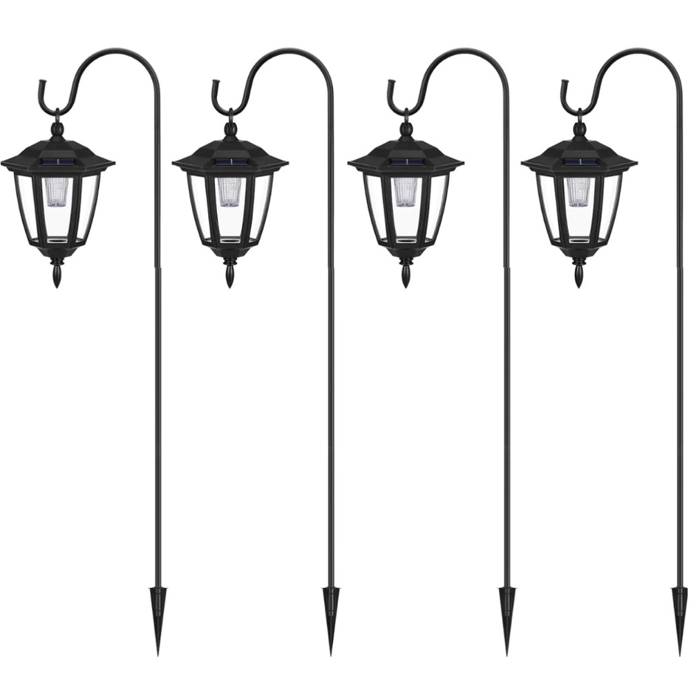 Hanging Solar Lights Dual Use Shepherd Hook Lights Outdoor Solar Lights, 4 Pack